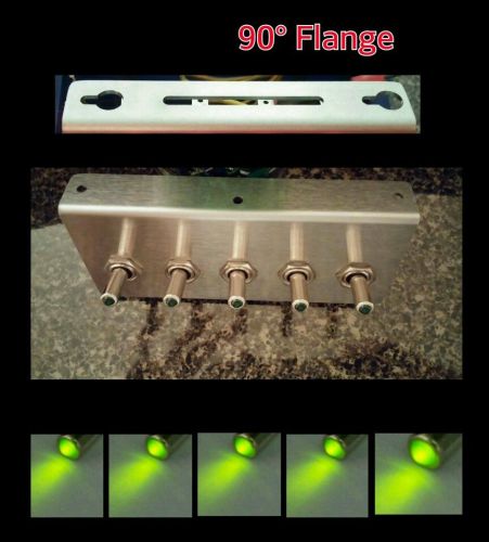 Toggle switch panel stainless steel 5 green led plate 12v 20 amp jeep racing ign