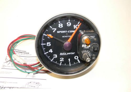 Auto meter 3903 sport-comp shift-lite tachometer excellent condition