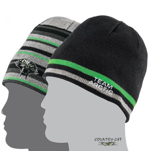 Arctic cat cathead stripes reversible beanie hat - black, gray &amp; lime - 5263-059