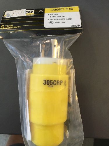 Marinco, 30a, 125v cordset plug, 3-wire locking