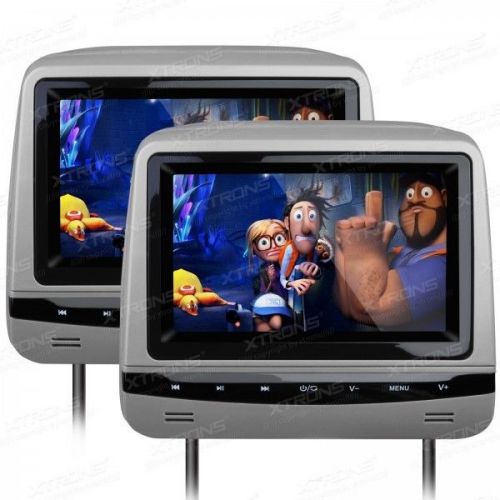 2 xtrons 7&#034; lcd tft dvd car headrests  grey color hd718 adjustabe viewing angles