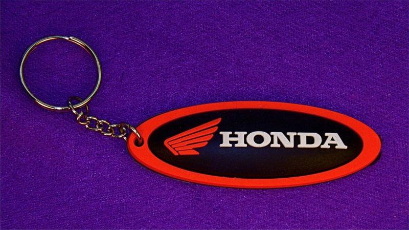 Honda key ring  oval -  white - black - red wing