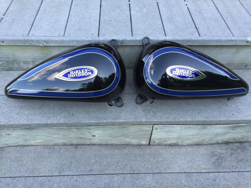 1998 harley flsts heritage springer fuel tanks l&amp;r  nearly perfect black w/blue