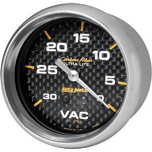 Auto meter 4884 carbon fiber series gauge  2-5/8&#034; vacuum (30&#034; hg)  mechanical