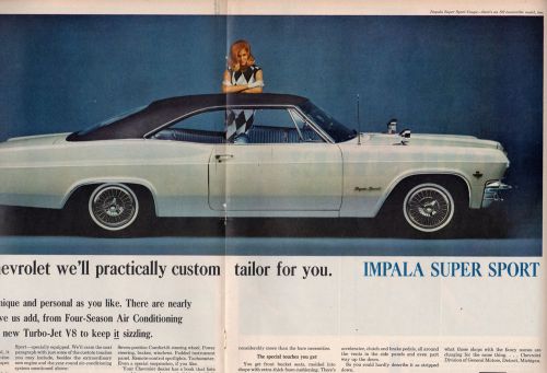 Vintage original 1965 chevrolet impala super sport advertisement- 13 &#034; x 20 &#034;