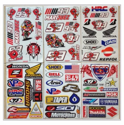 6 sheet atv car helmet moto-gp scooter bike racing rc stickers