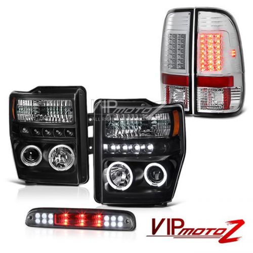 Drl halo headlights chrome l.e.d tail lamps high stop black 2008-2010 ford f350