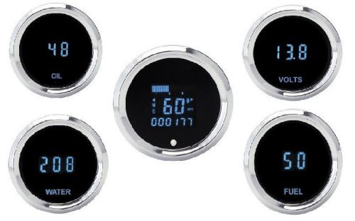 Dakota digital solarix series universal round 5 gauge kit blue display slx-50-1