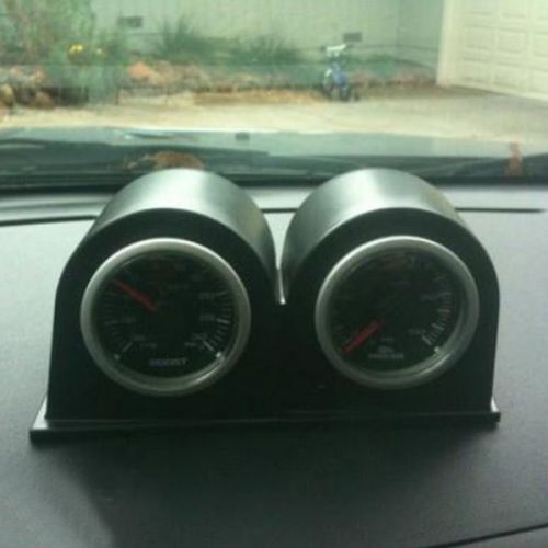 52mm 2" two dual holes gauge cup meter dash pod mount holder black plastic abs