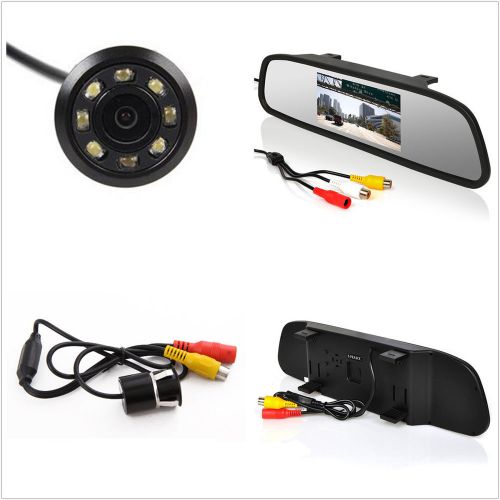 Car rearview mirror dispaly monitor+8led wide-angle infrared night vision camera