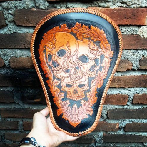 Motorcycle seat for harley chopper bobber custom solo handmade genuine leather