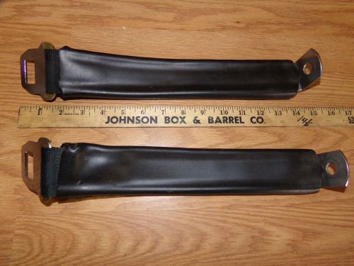 1971  gm standard  male seat belt strap in plastic sleeves pair 14 inch