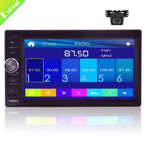 6.5"e hd touch screen car cd dvd player 2 din in dash stereo radio bluetooth+cam
