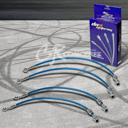 Performance stainless steel braided brake line for 89-94 maxima j30 w/abs blue