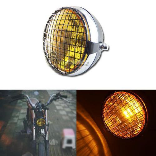 1pc golden yellow case motorcycle halogen daul beam headlight w/ancient type net