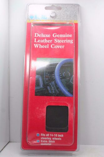 Deluxe genuine leather black steering wheel cover nip fits 14-16&#034;