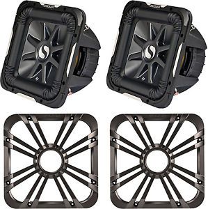 2 kicker 10&#034; 1200w 2ohm car subwoofer, kicker 10&#034; car audio chrome led grills