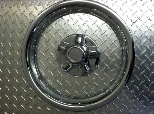 15" chrome trailer wheel ring / cap 2 piece covers sharp!!