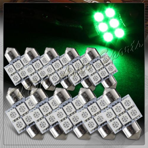 10x 31mm 6 smd green led festoon dome map glove box trunk replacement light bulb