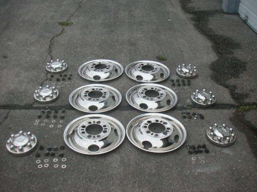 Hub caps 6 wheel kit 16.5" simulators for classic gmc rv motorhome polished stai