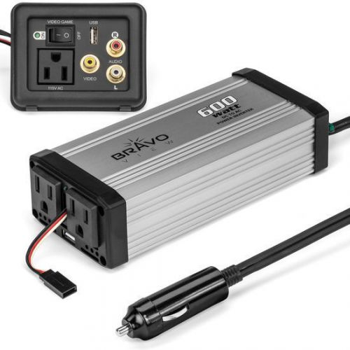 Bravo view inv-600ug 600-watt power inverter w/ av gameplate &amp; usb charging