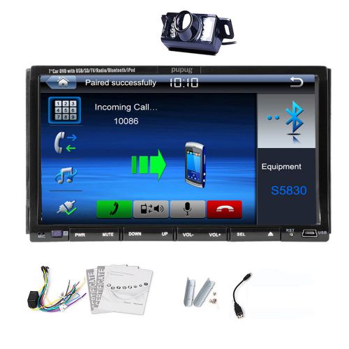 2 din car in-dasd audio head unit 7&#034; hd touch screen cd/dvd player bluetooth+cam