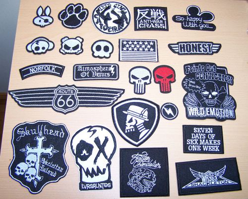 Huge lot of patches iron or sew on skull and bones and others motorcycle biker
