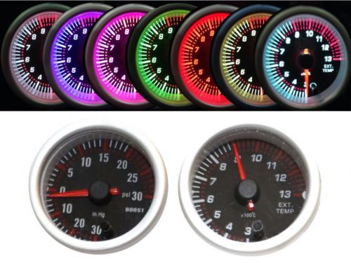 Egt &amp; boost gauge set black face 7 colour led 52mm exhaust gas temp pyrometer