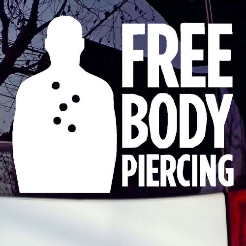 Free body piercing car sticker pro gun rights molon labe nra handgun 9mm decal