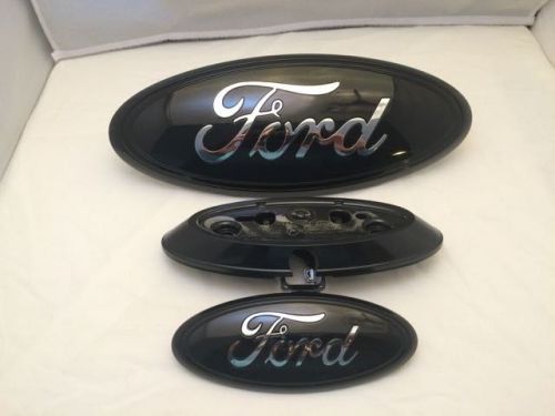 9&#034; ford&#034;black &amp; chrome logo grille emblem &amp; back camera set, ranger,paint,no cam
