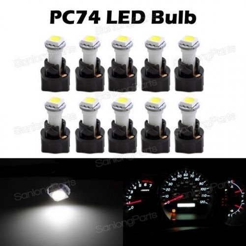10x t5 wedge socket instrument panel tachometer white dash light bulb 73 pc74
