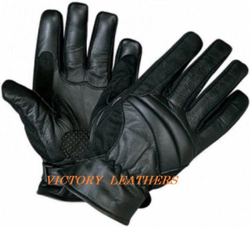 Unisex leather motorcycle lined gloves