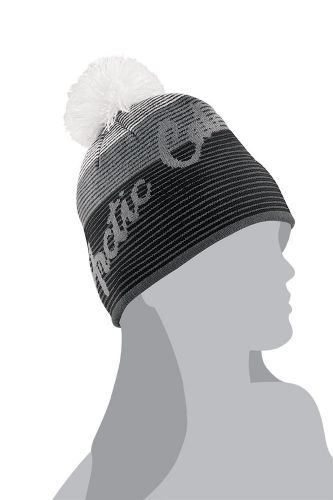 Arctic cat women&#039;s stripe beanie / hat with pom - gray 5263-039