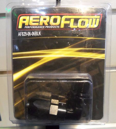 Aeroflow male npt taper swivel 90° hose end 3/8&#034; to -6an black finish. suit 100