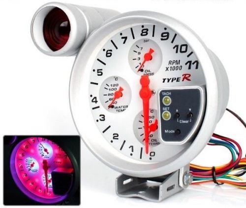 5&#034; 4 in 1 led display gauge jdm style 11k rpm performance tchometer gauge