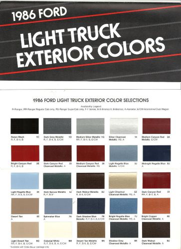 1986 ford light truck exterior f150-350 ranger bronco bronco ii color chips nos&#034;