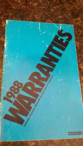 1988 honda accord owner&#039;s manual owners warranties