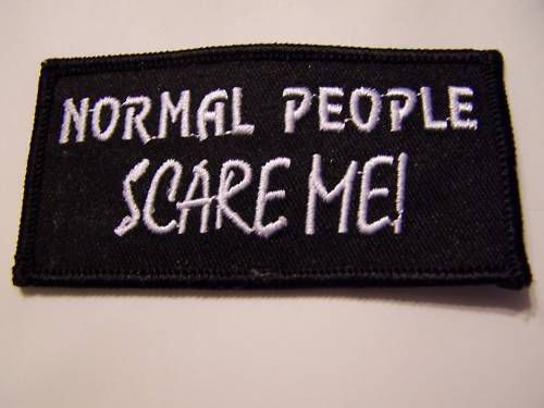 #0144 motorcycle vest patch normal people scare me