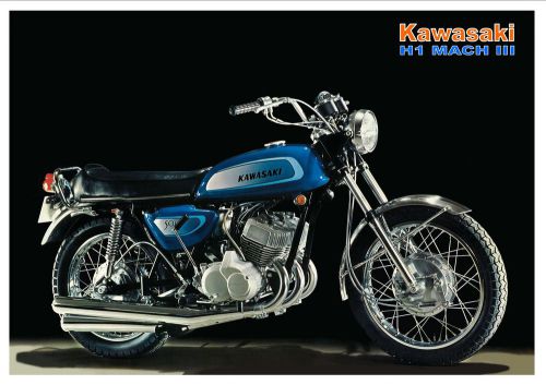 Kawasaki poster h1 mach iii 1971 h1a 500 suitable to frame