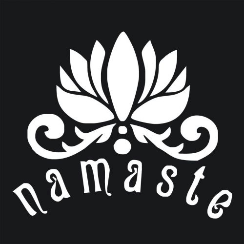 Namaste with lotus flower vinyl car decal die cut vinyl laptop tablet sticker