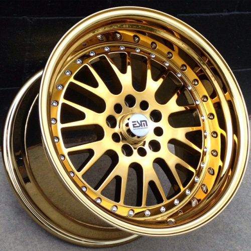 Gold chrome 18x9.5 et 15 wheels rims esm 007 5x114.3 honda civic