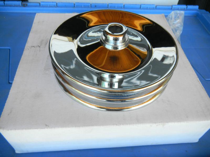 New gm chrome plated metal double belt power steering fan belt pulley -#4487