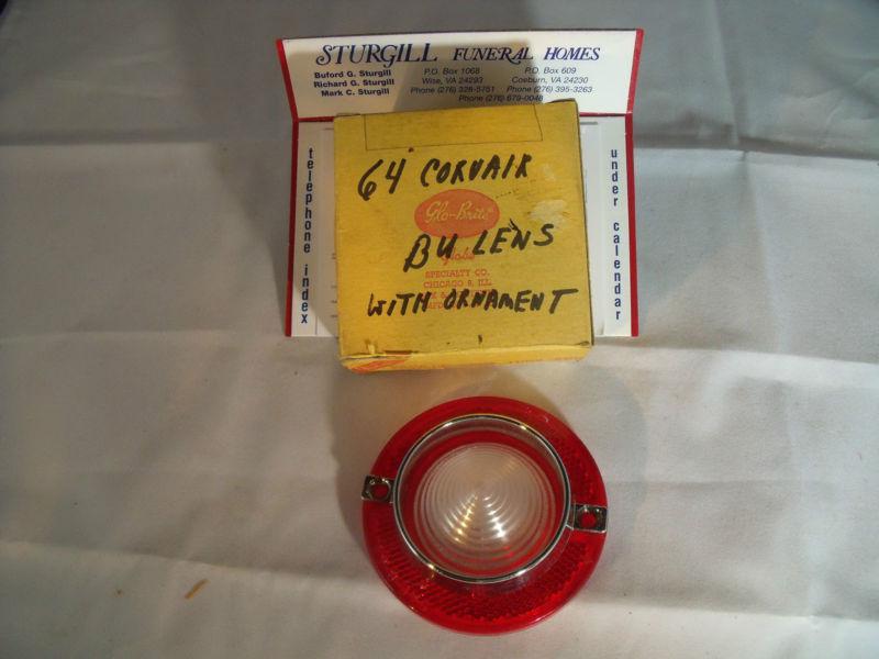 1964 new glo brite corvair backup lens w/ornament l@@@@k!