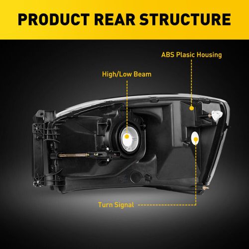 2X Chrome Headlights Assembly For Lamps 2006-2008 Dodge Ram 1500 2500 3500 Truck, US $100.99, image 20