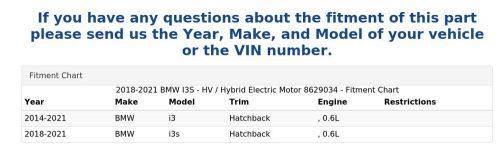 2018-2021 BMW I3S - HV / Hybrid Electric Motor 8629034, US $2,499.99, image 4