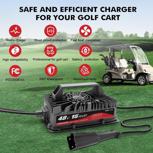 15 Amp 48 Volt Golf Cart Battery Charger for Yamaha G29 Carts with 3-pin Plug, US $89.99, image 4