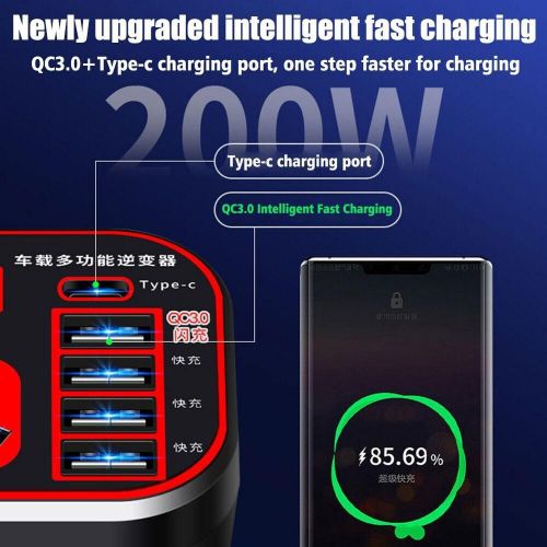 Car Power Inverter 12V24V TO 220V Voltage Converter with 4USB Ports Charger, AU $31.44, image 2