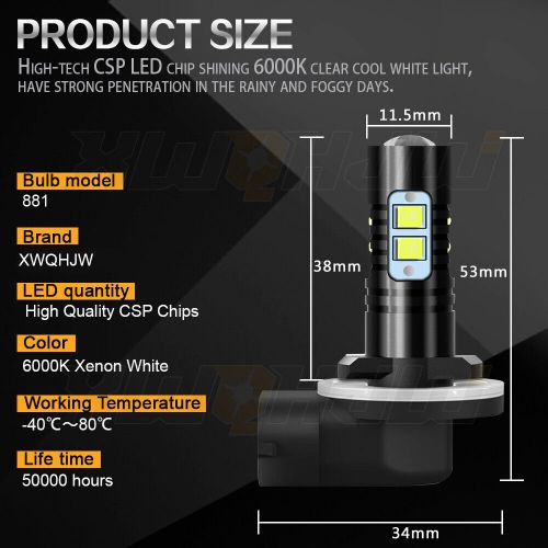 For Arctic Cat F1000 EFI Headlight 2007 2008 H11 H8 + 881 862 LED Headlight Bulb, US $27.99, image 15