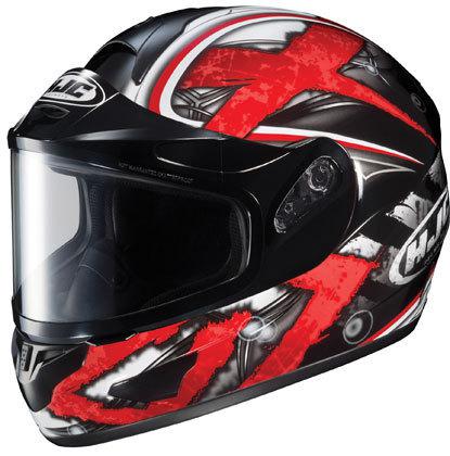 Hjc cl-16sn shock dual lens red black silver snow helmet adult lg large