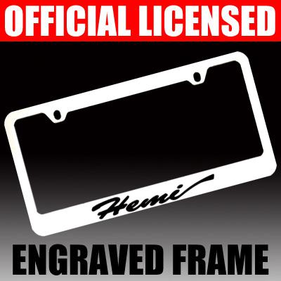 Dodge hemi chrome brass license plate frame tag *script